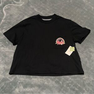 NWT Black Volcom T-Shirt with Floral‎ Pocket Detail S